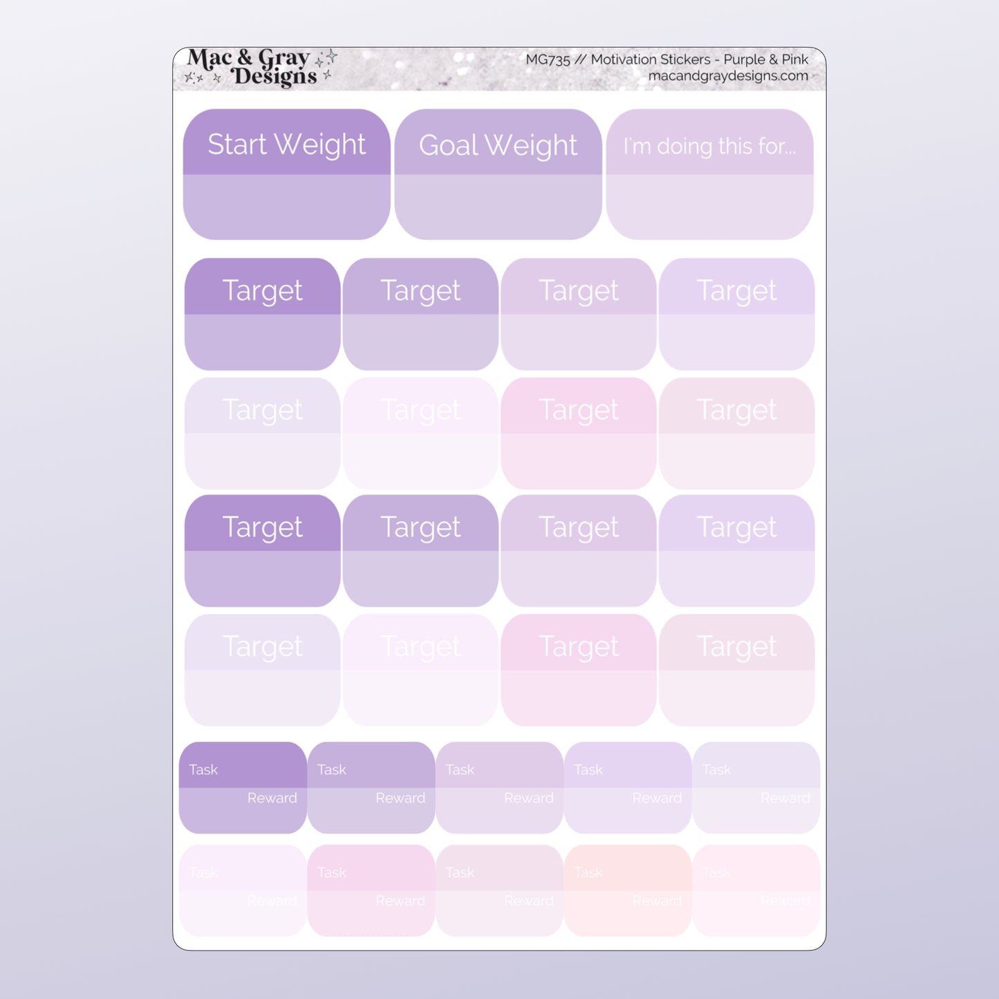 Purple & Pink Weight Loss Stickers | Health & Fitness Stickers