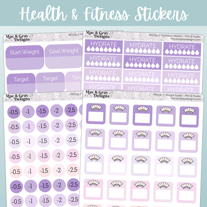 Purple & Pink Weight Loss Stickers | Health & Fitness Stickers
