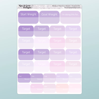 Purple & Pink Weight Loss Stickers | Health & Fitness Stickers