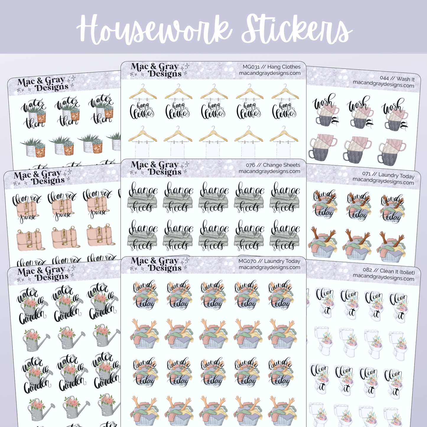 Housework Stickers // Functional Planner Stickers