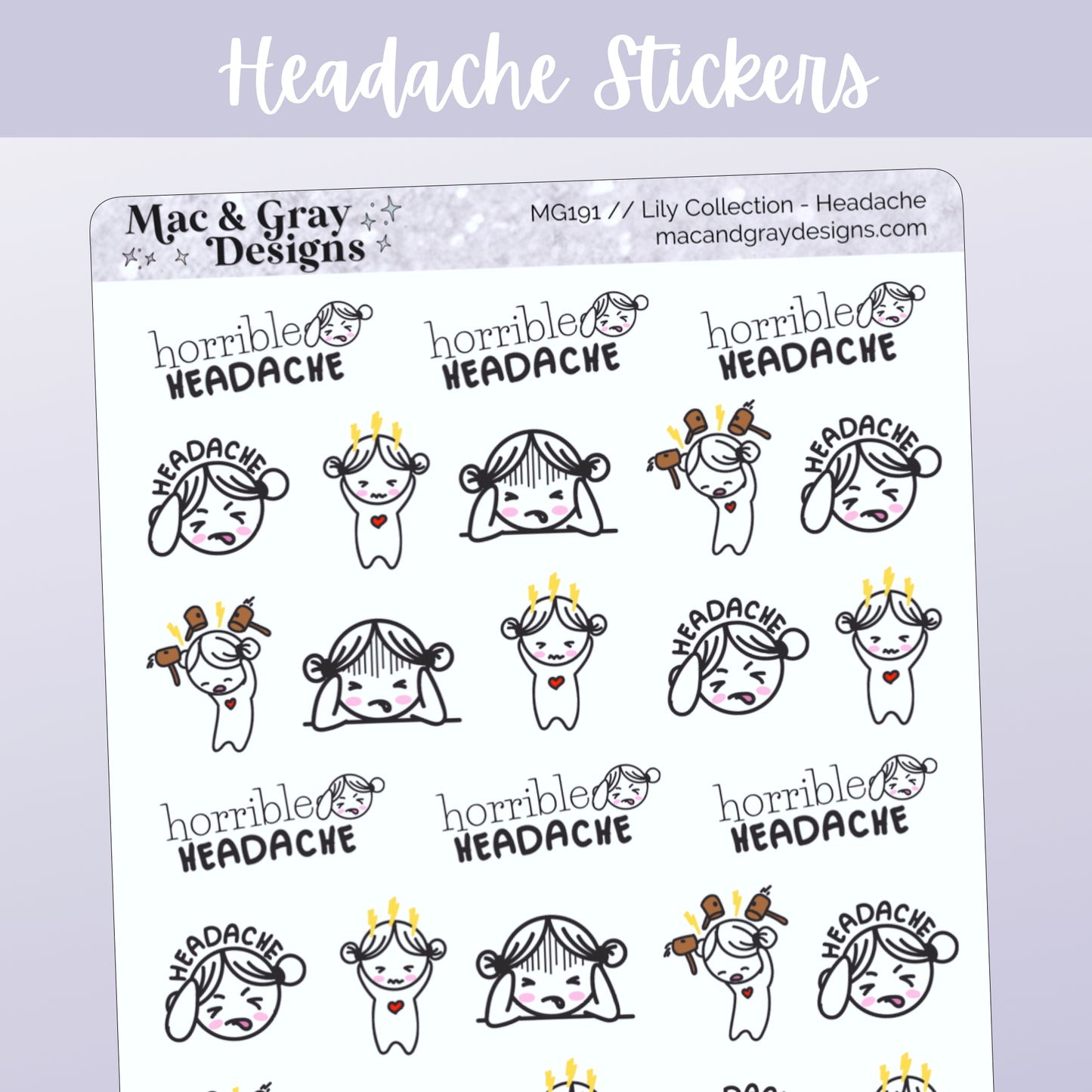 Headache // Lily Character Stickers