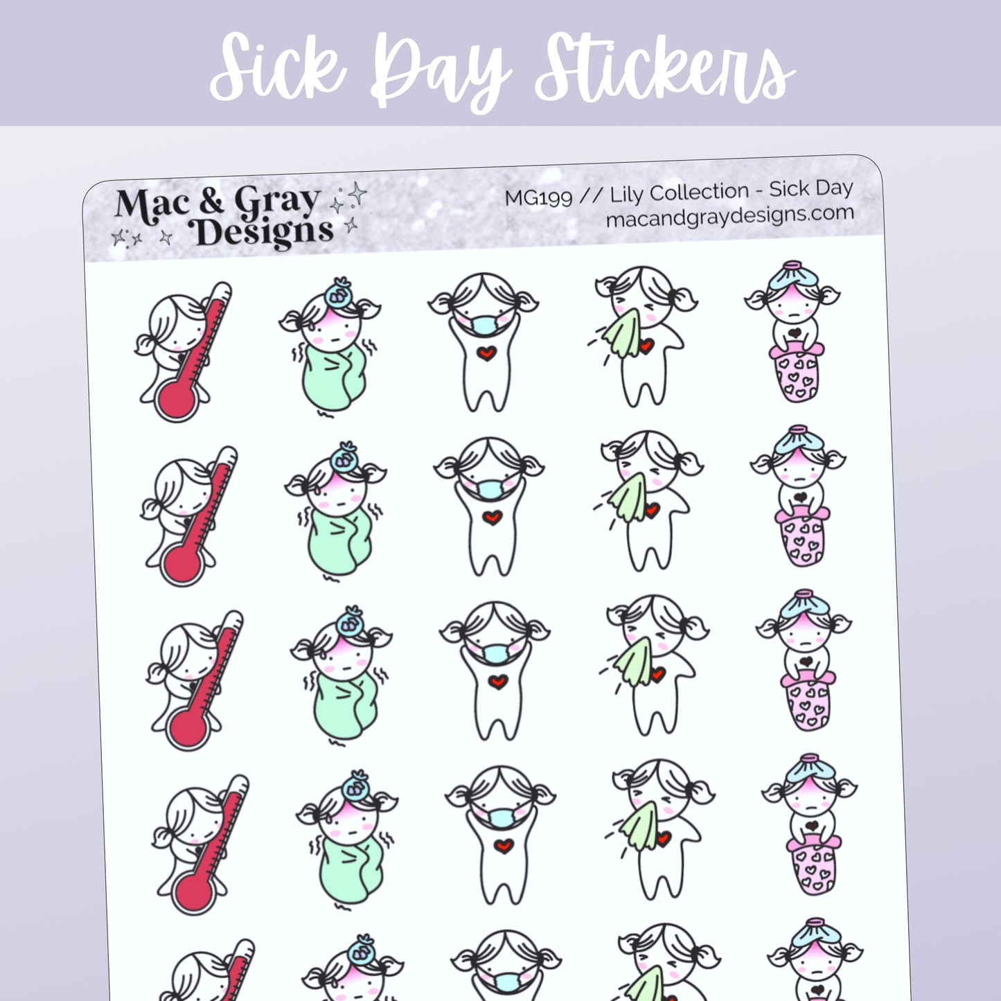 Sick Day // Lily Character Stickers