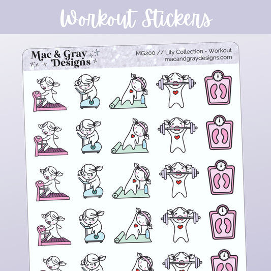 Workout // Lily Character Stickers