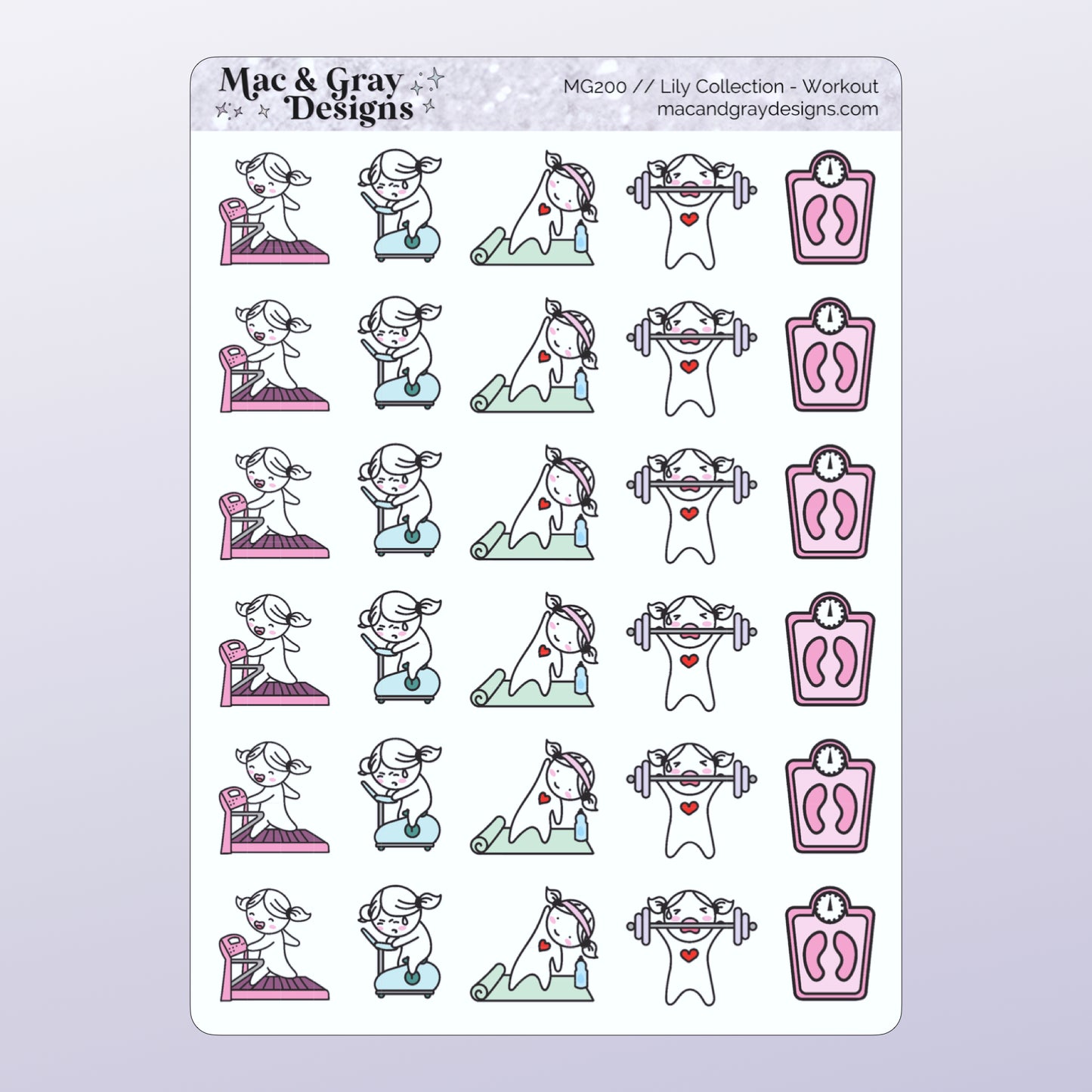 Workout // Lily Character Stickers