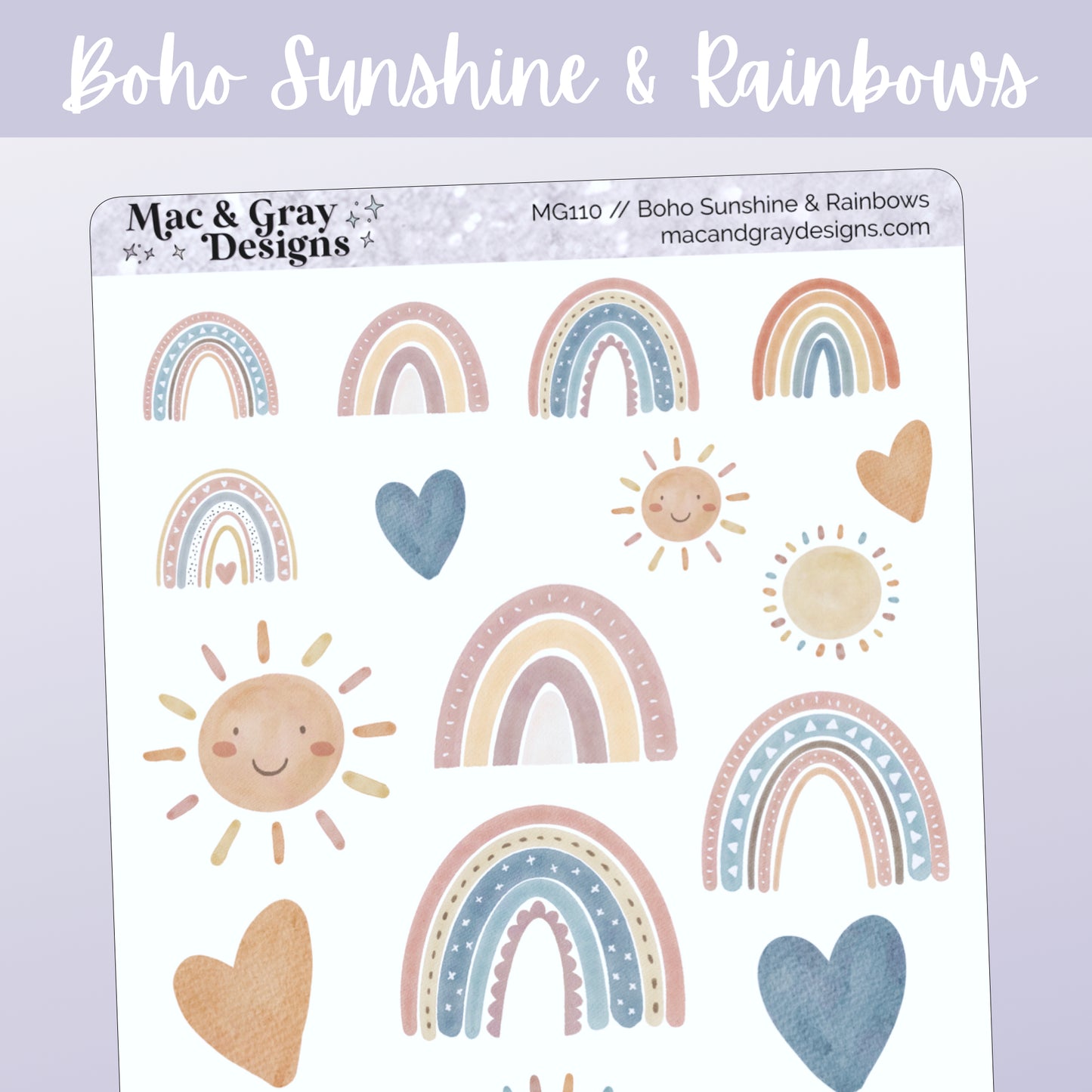 Boho Sunshine & Rainbows // Deco & Bullet Journal Stickers