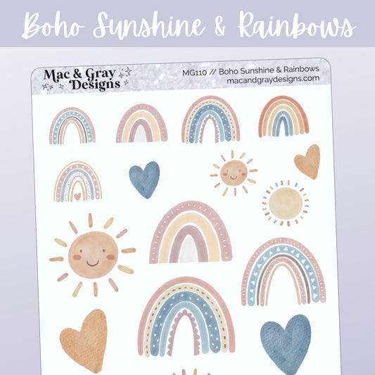 Boho Sunshine & Rainbows // Deco & Bullet Journal Stickers