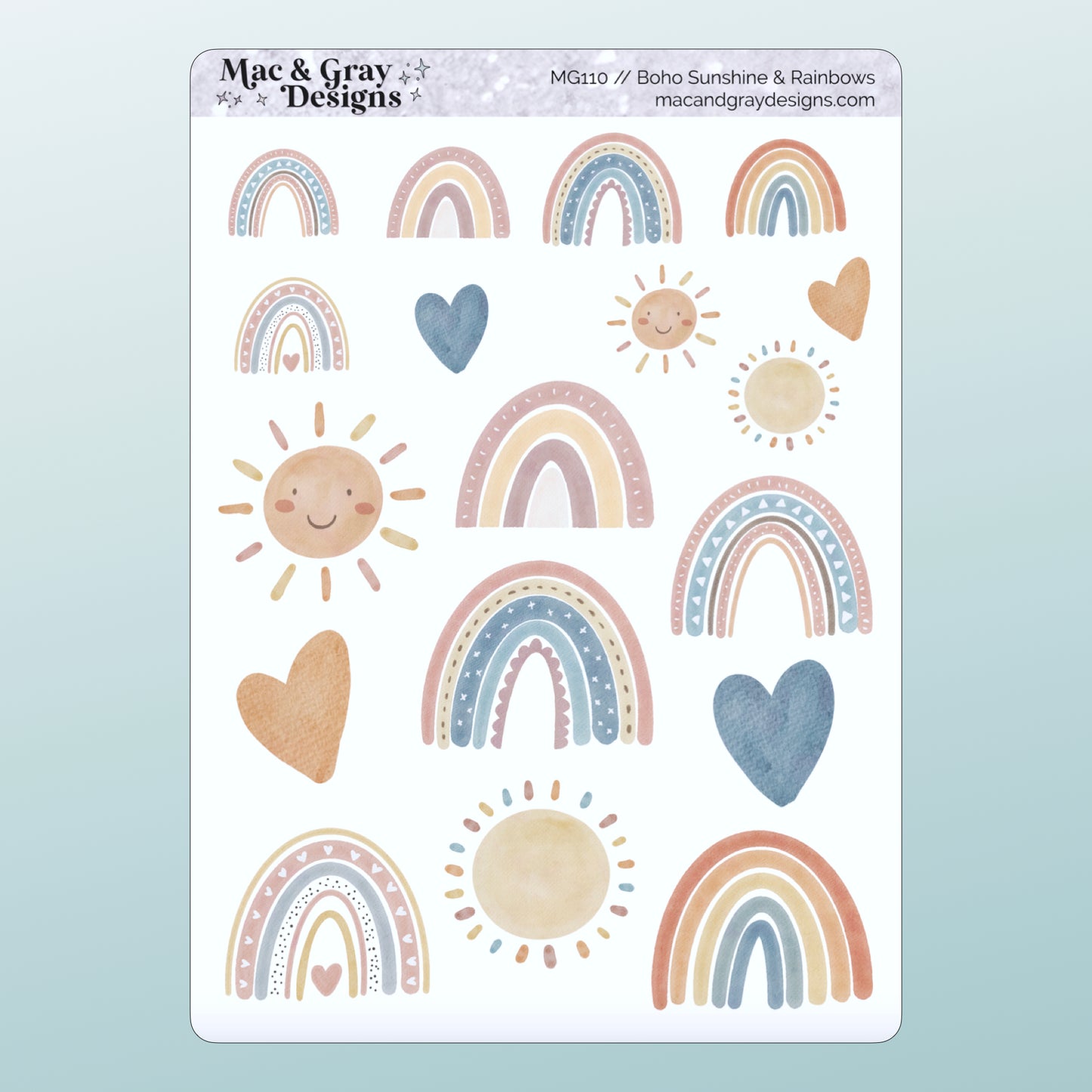 Boho Sunshine & Rainbows // Deco & Bullet Journal Stickers