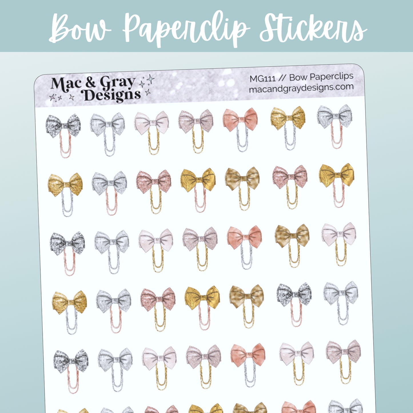 Bow Paperclip Stickers // Functional Planner Stickers