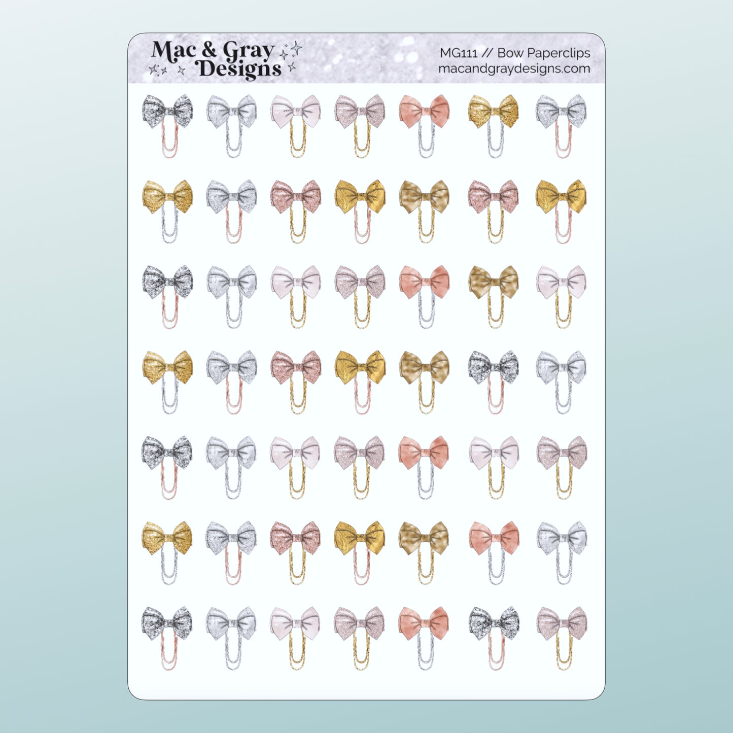 Bow Paperclip Stickers // Functional Planner Stickers