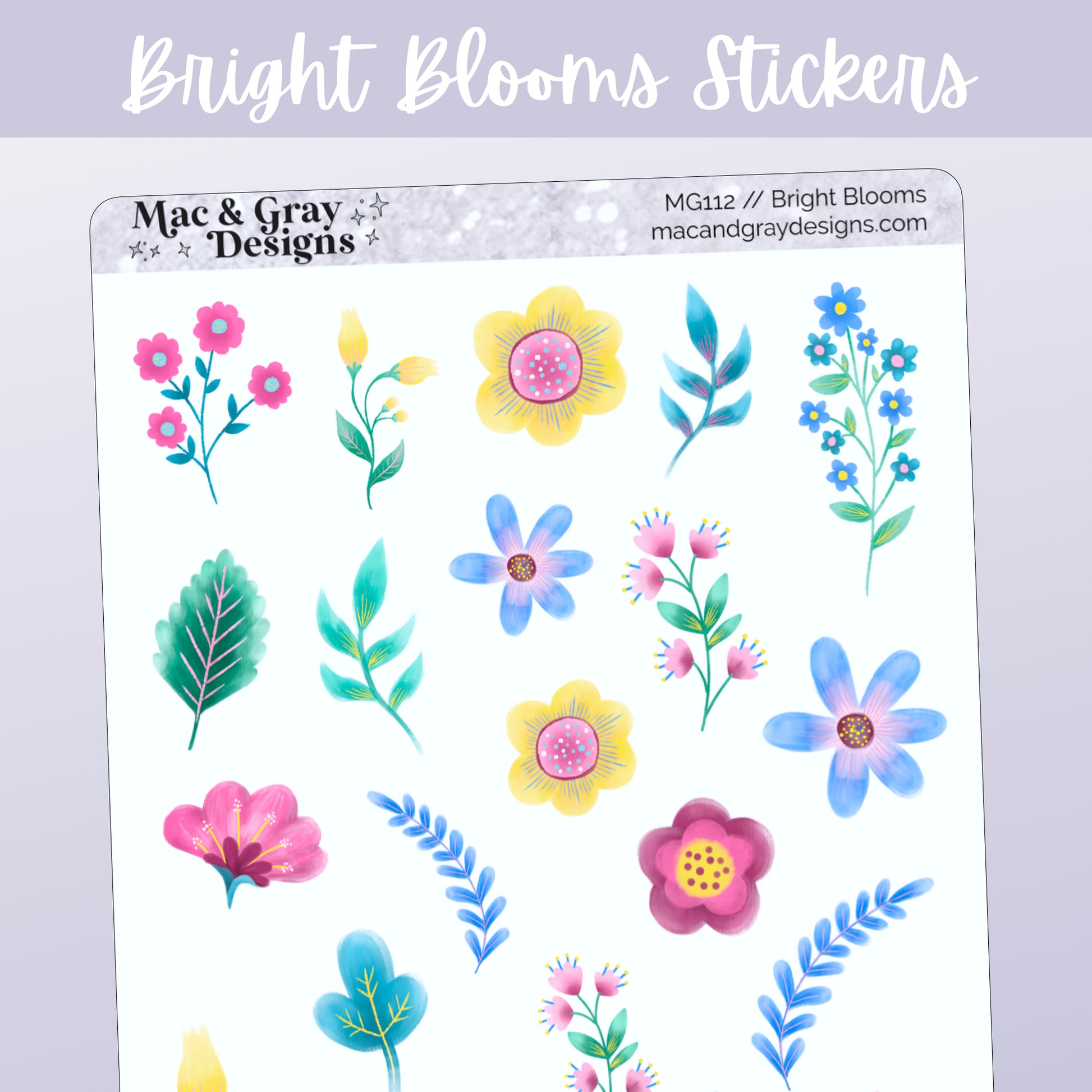Boho Floral Sticker Sheet, Bullet Journal Stickers
