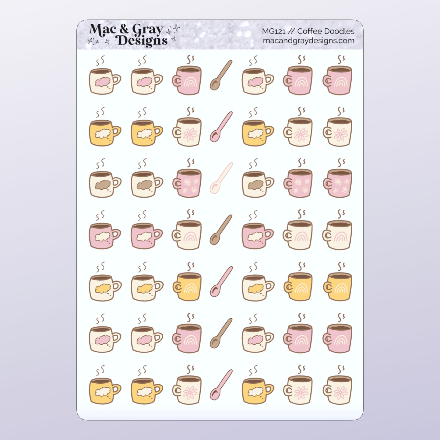 Coffee Doodles // Functional Planner Stickers