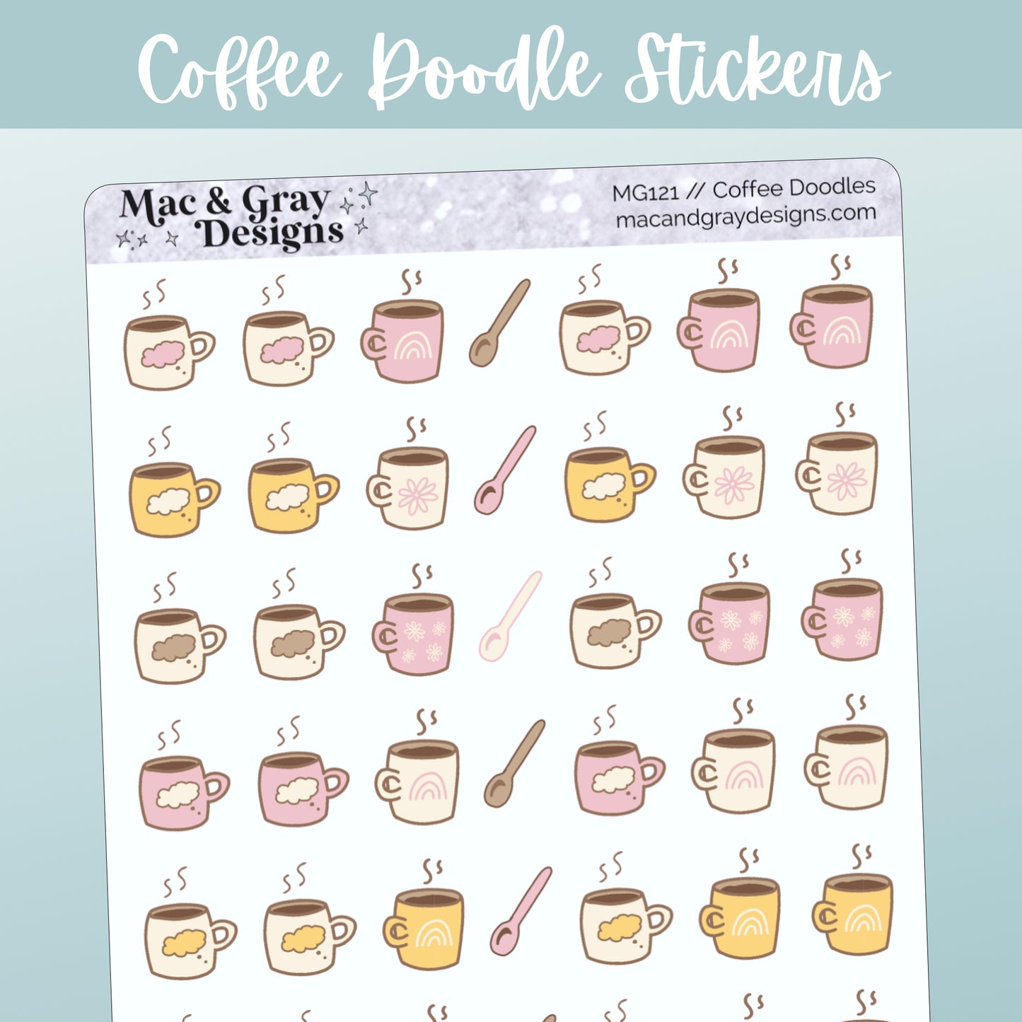 Coffee Doodles // Functional Planner Stickers