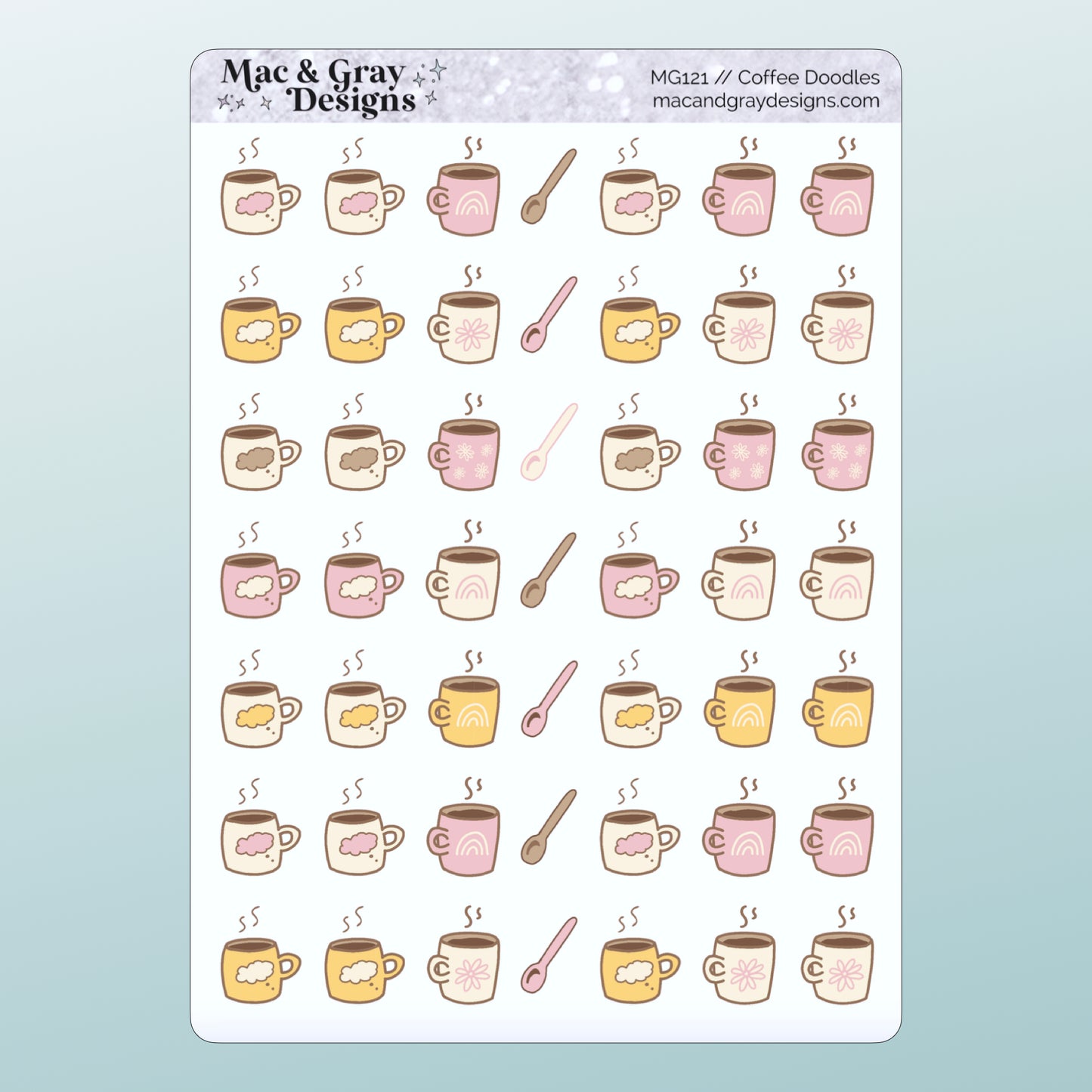 Coffee Doodles // Functional Planner Stickers