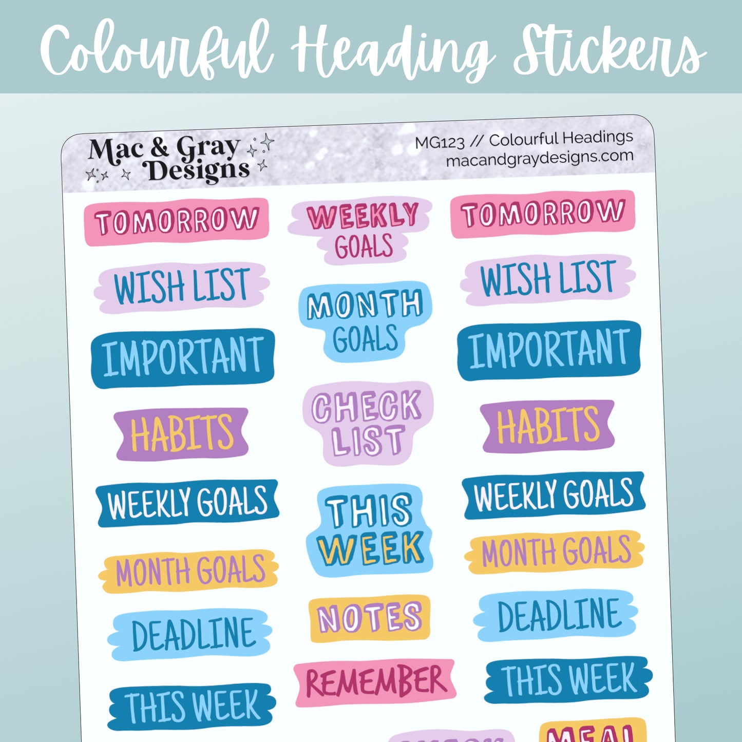 Colourful Headings // Deco & Journalling Stickers