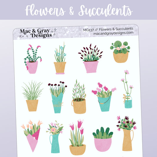 Flowers & Succulents // Deco & Bullet Journal Stickers