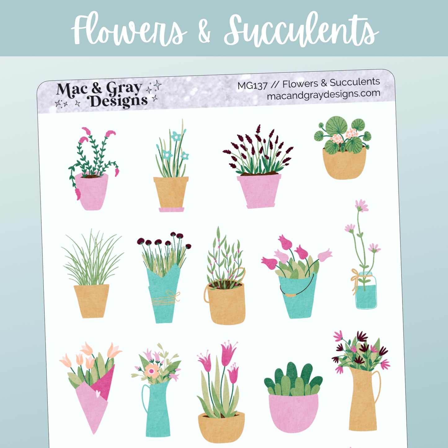 Flowers & Succulents // Deco & Bullet Journal Stickers