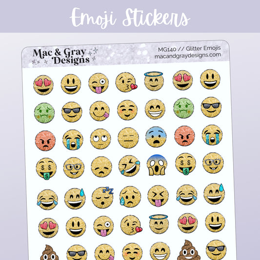 Glitter Emoji Stickers // Functional Planner Stickers