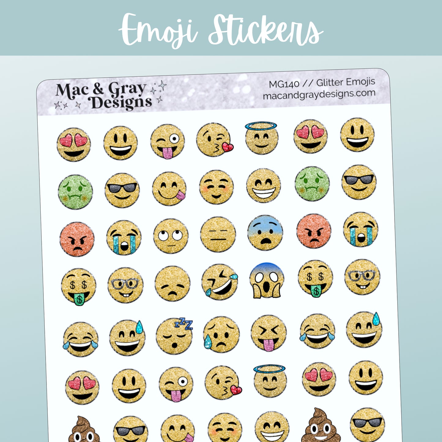 Glitter Emoji Stickers // Functional Planner Stickers