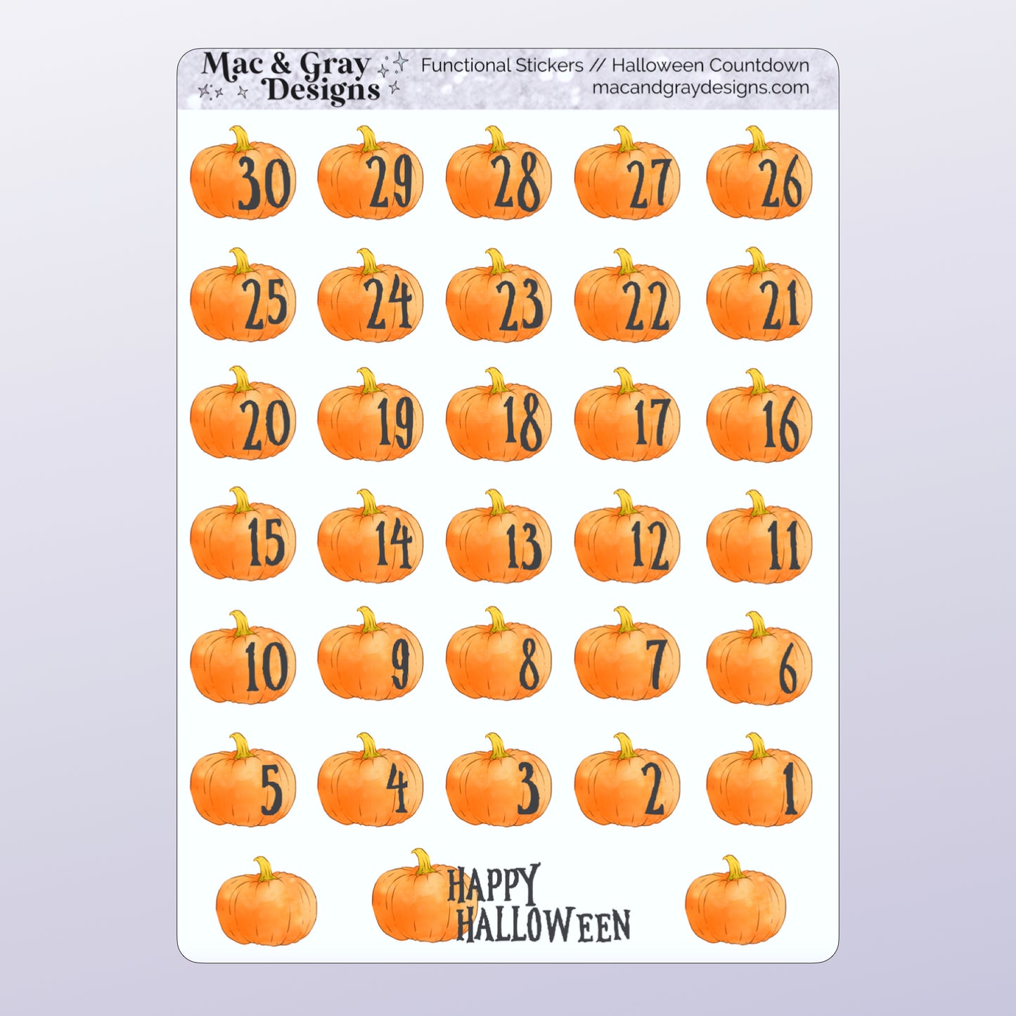 Halloween Countdown // Functional Planner Stickers