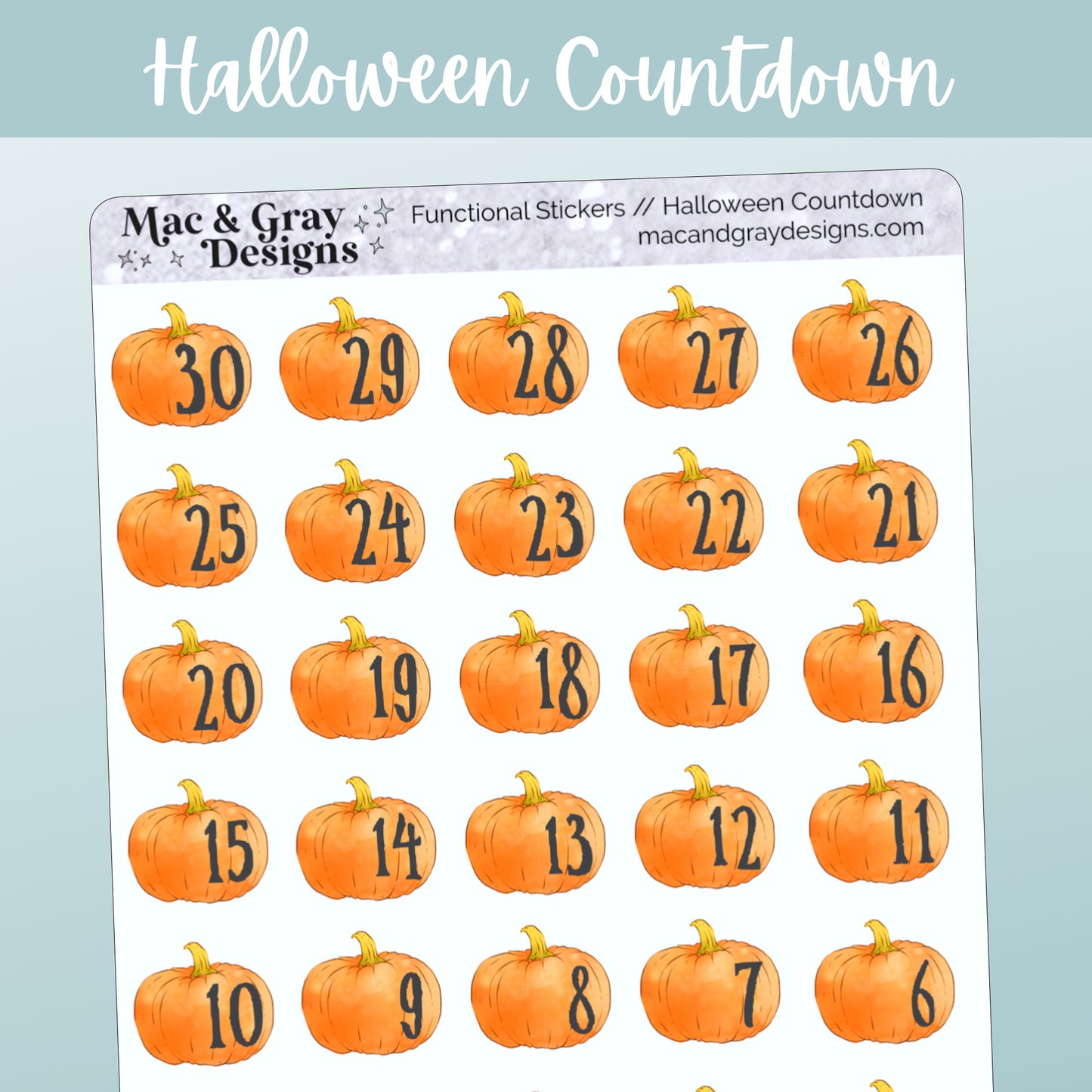 Halloween Countdown // Functional Planner Stickers