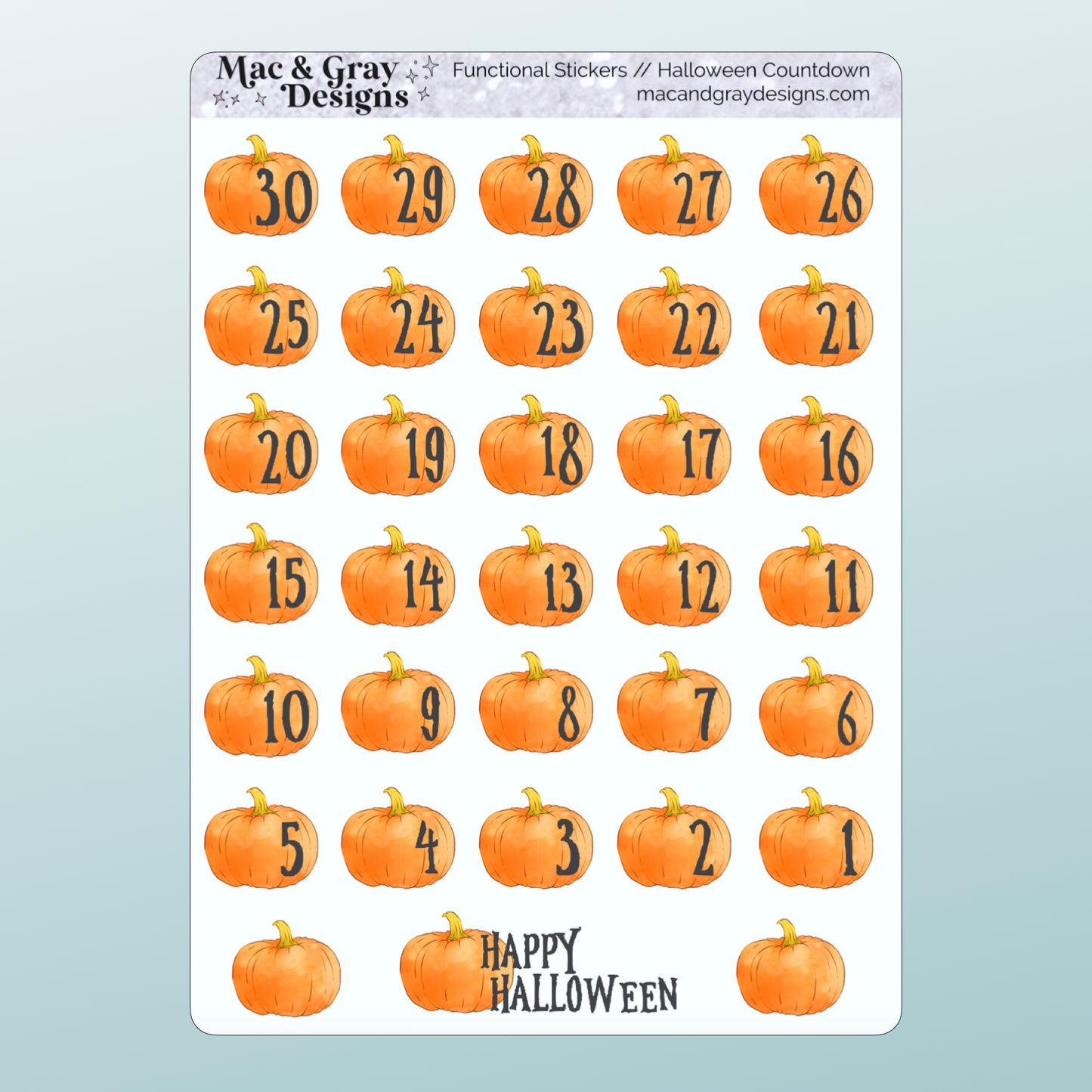 Halloween Countdown // Functional Planner Stickers