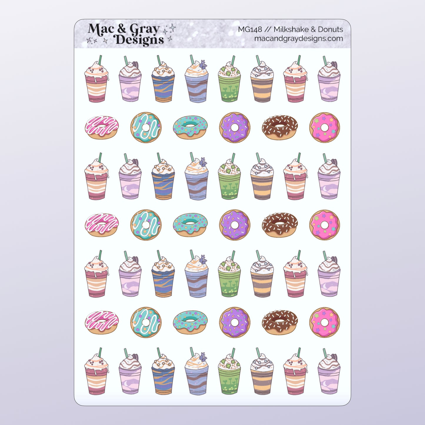 Milkshake & Donut Stickers // Functional Planner Stickers