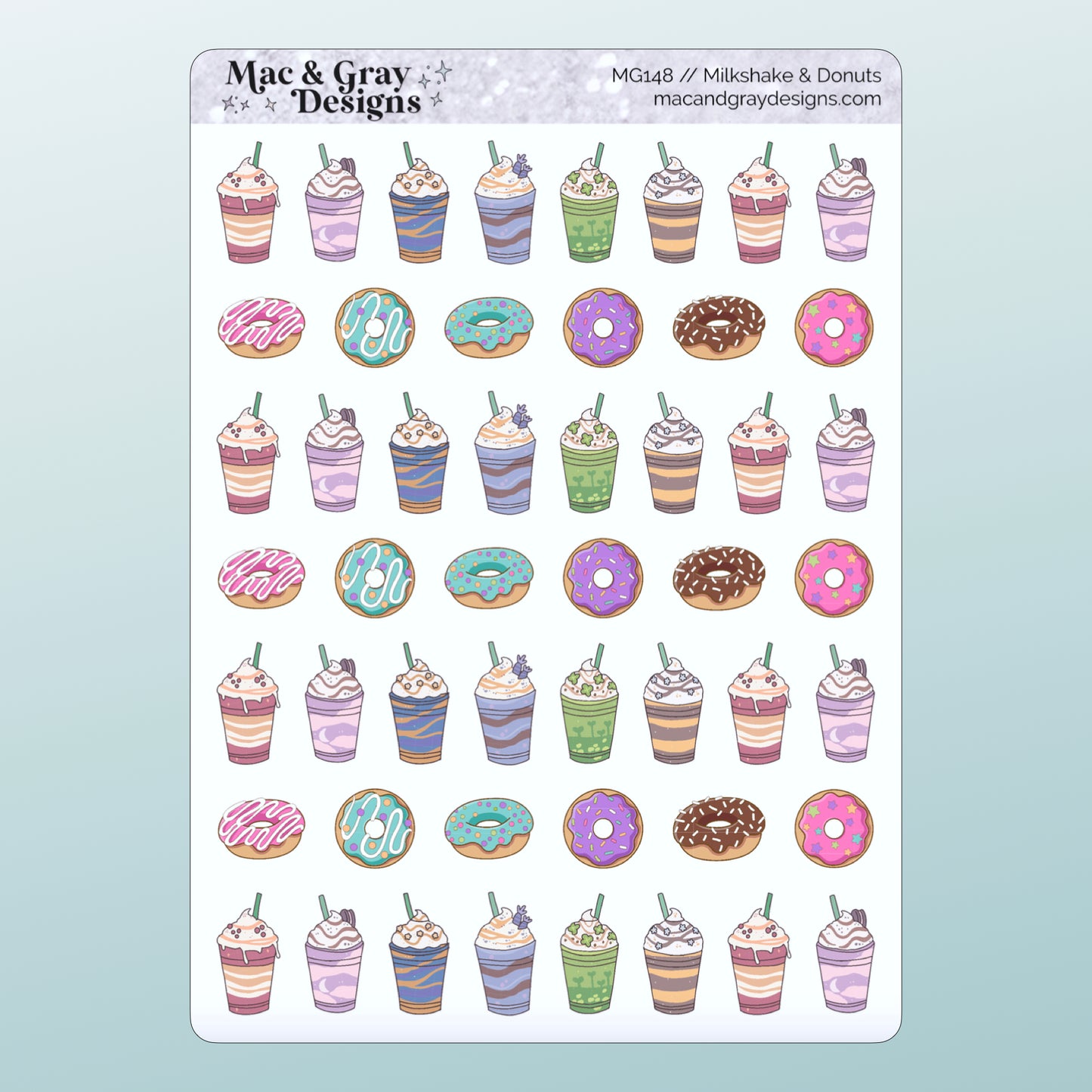 Milkshake & Donut Stickers // Functional Planner Stickers