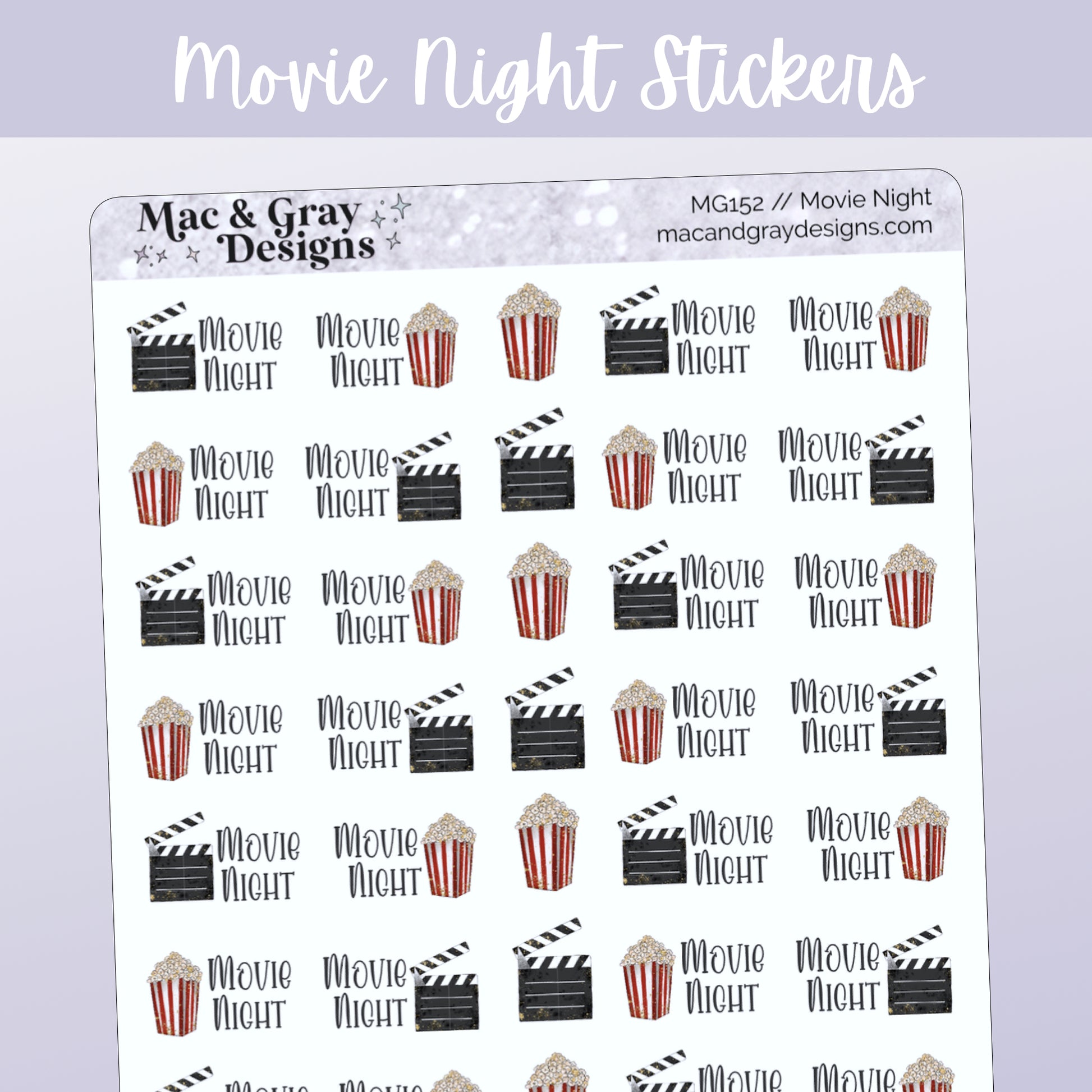 Gingie & Spice Movie Night Planner BUJO Stickers - MV002 – Katnipp Studios