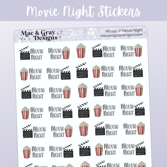Movie Night // Functional Planner Stickers