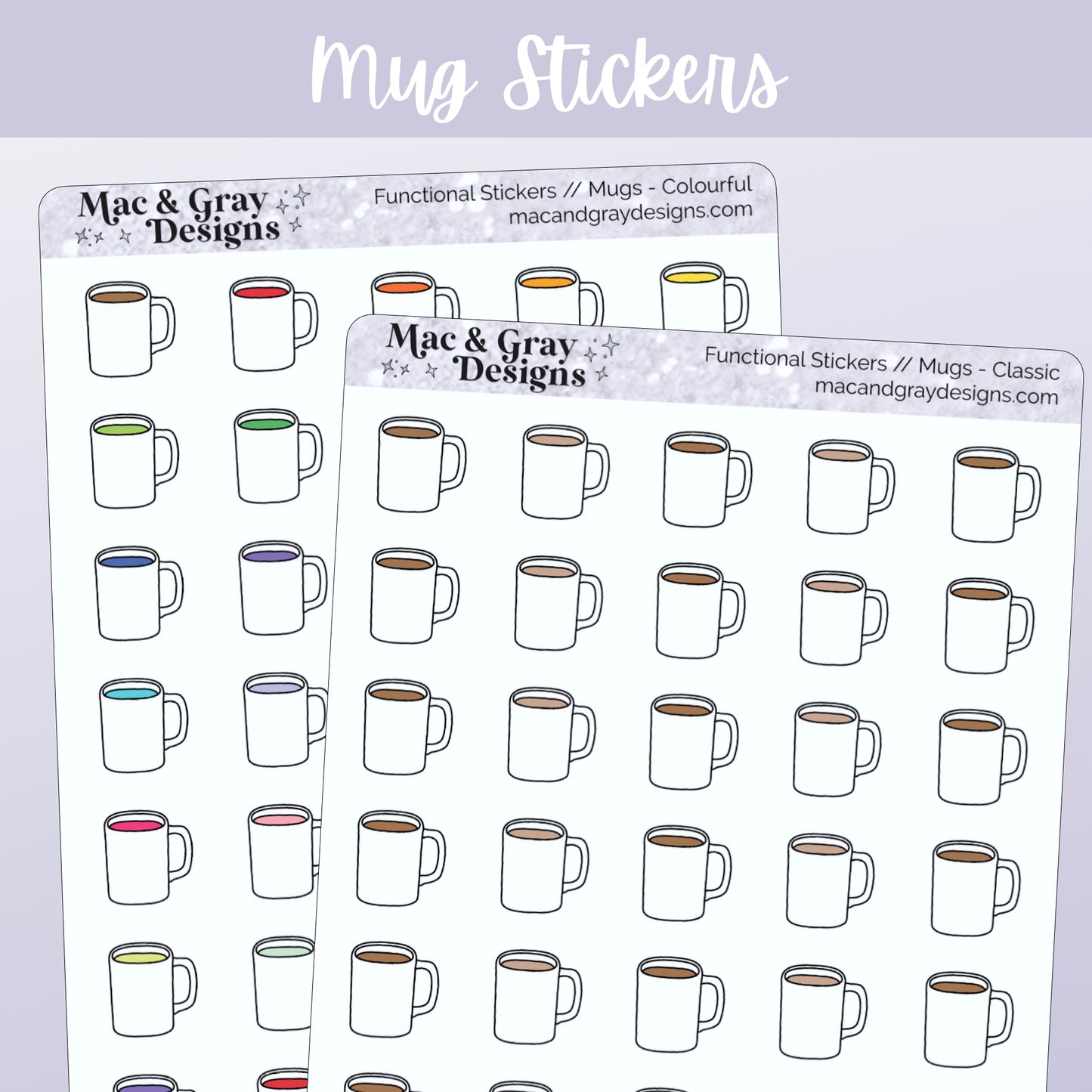 Tea or Coffee Mugs // Functional Stickers