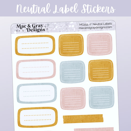 Neutral Label Stickers // Deco & Bullet Journal Stickers