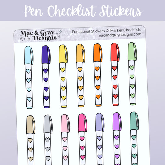 Pen Marker Checklists // Functional Planner Stickers