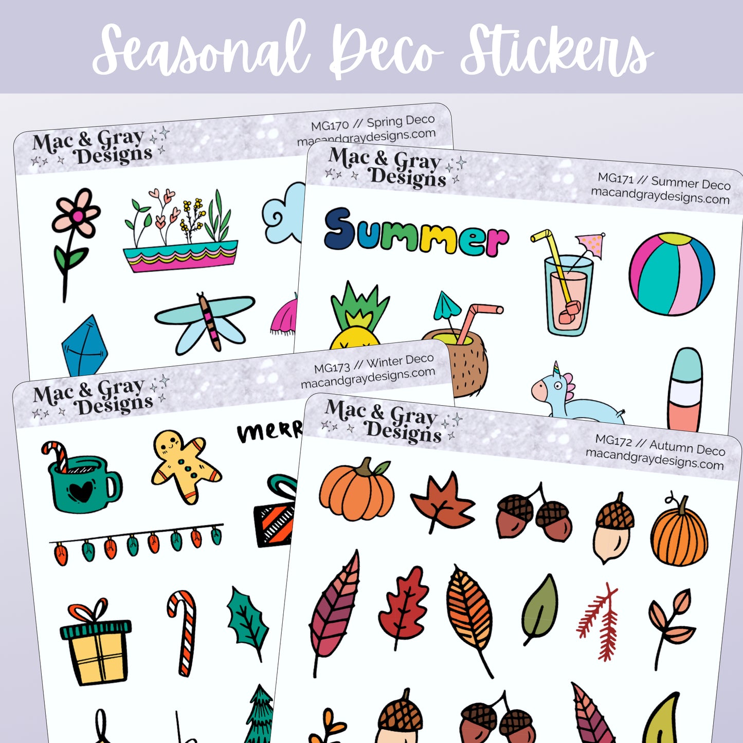 Seasonal Deco Stickers // Decorative Planner Stickers