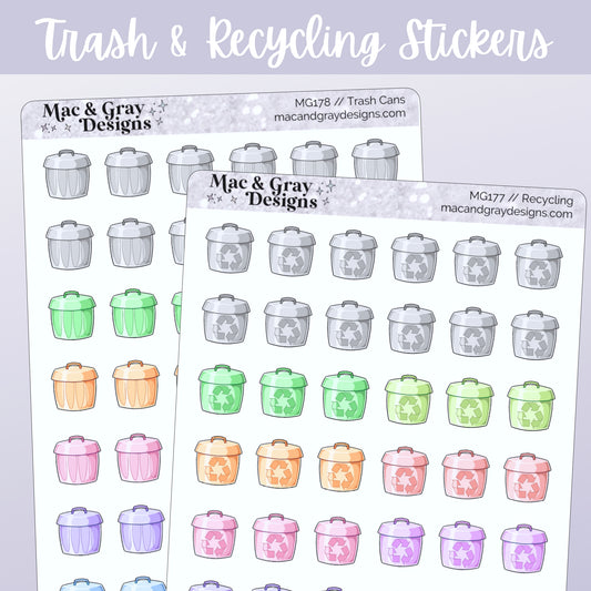 Trash Cans & Recycling // Functional Stickers