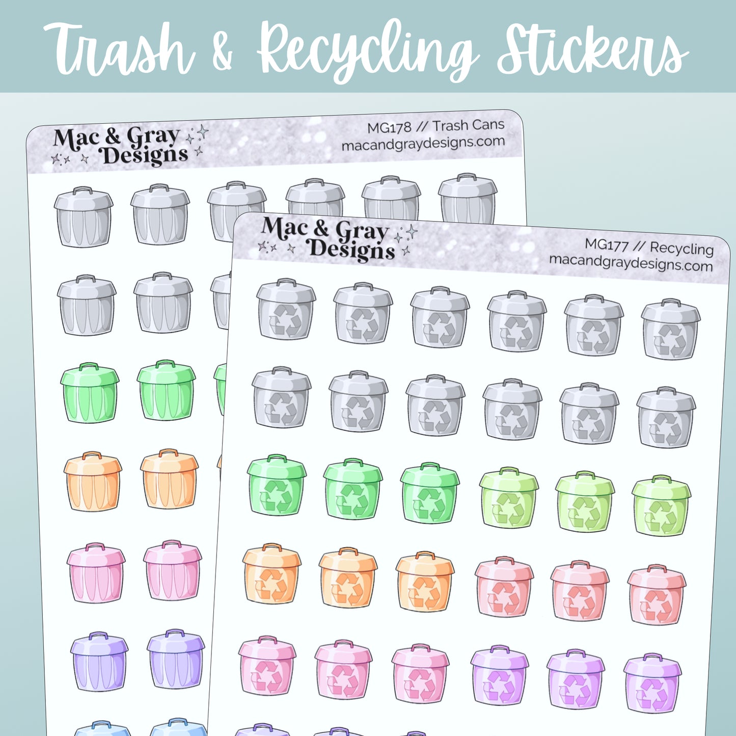 Trash Cans & Recycling // Functional Stickers