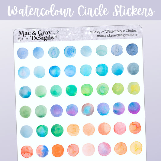 Watercolour Circles // Deco & Journalling Stickers