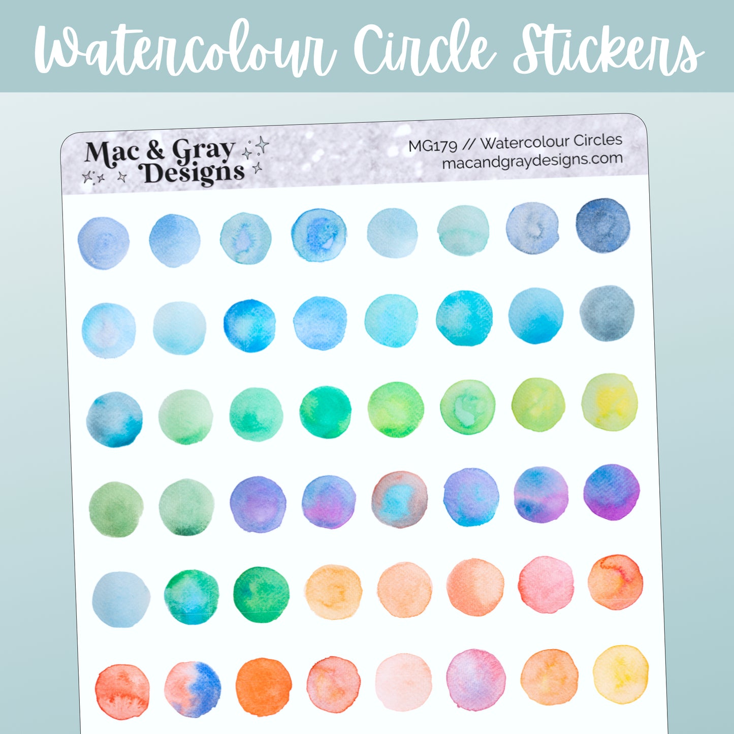 Watercolour Circles // Deco & Journalling Stickers