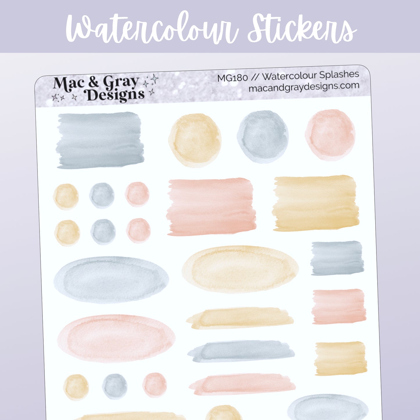 Watercolour Paint Splash Stickers // Deco & Journalling Stickers