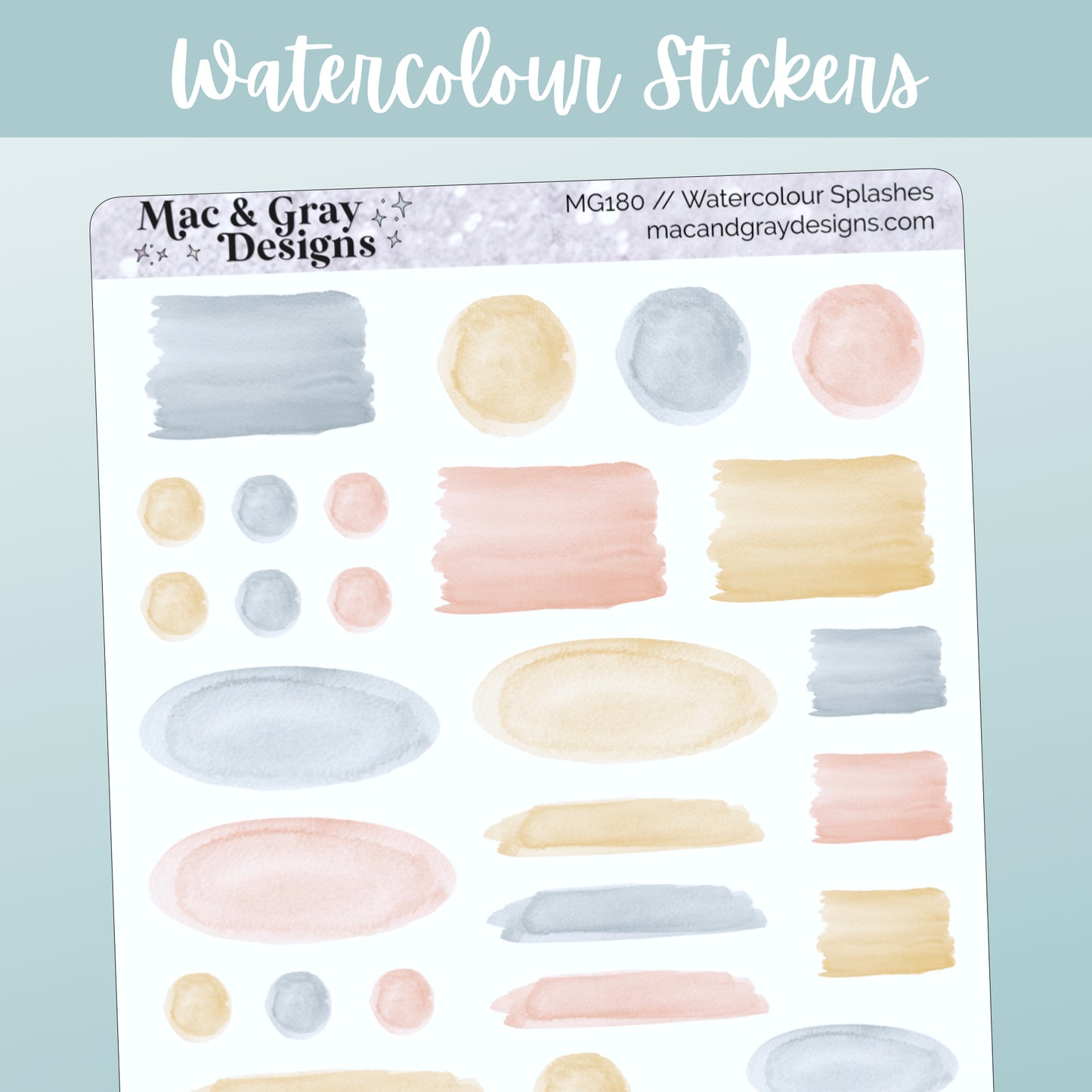 Watercolour Paint Splash Stickers // Deco & Journalling Stickers