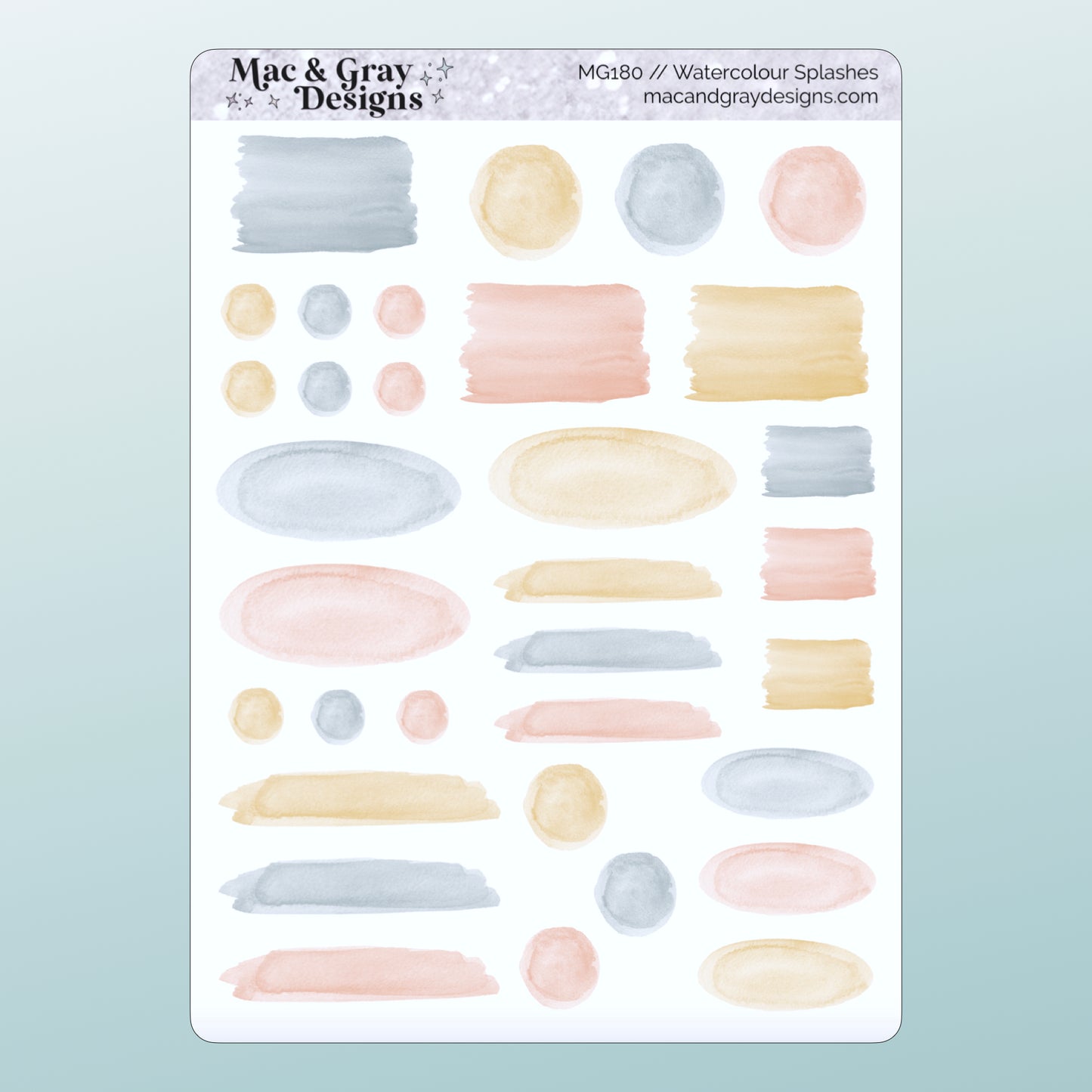 Watercolour Paint Splash Stickers // Deco & Journalling Stickers