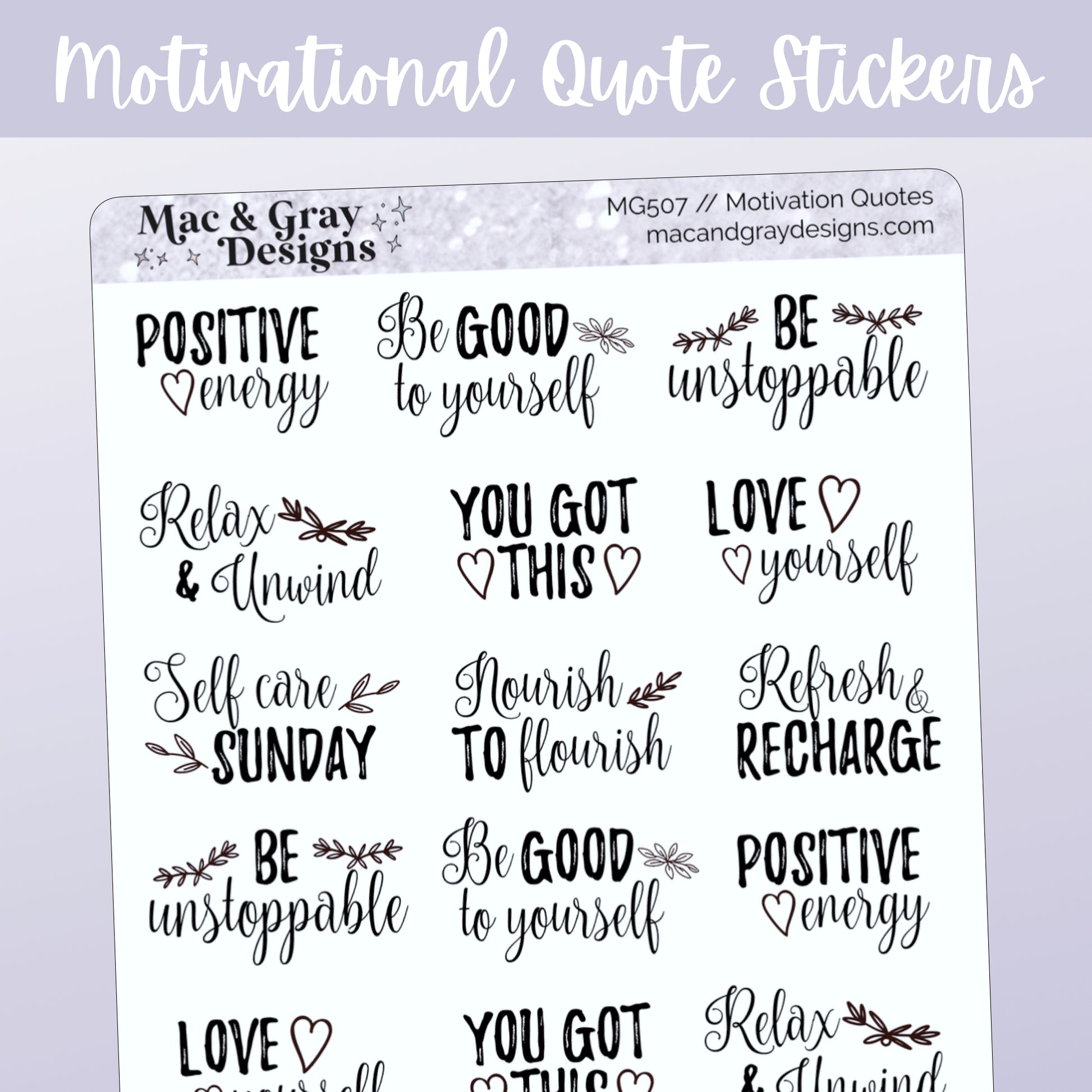 Black & White QUOTE Stickers,motivational Quotes Planner Stickers