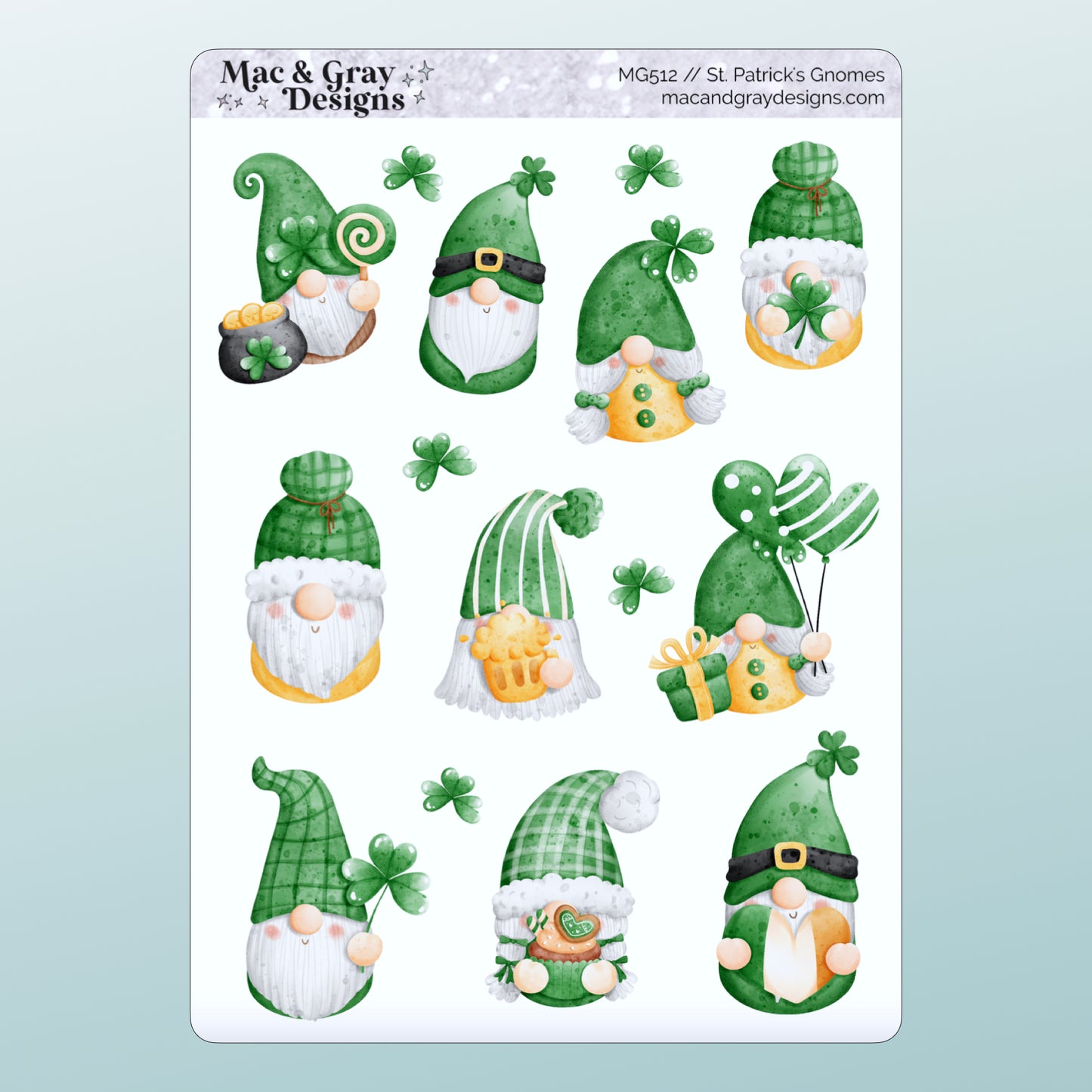 St. Patrick's Day Gnome Stickers