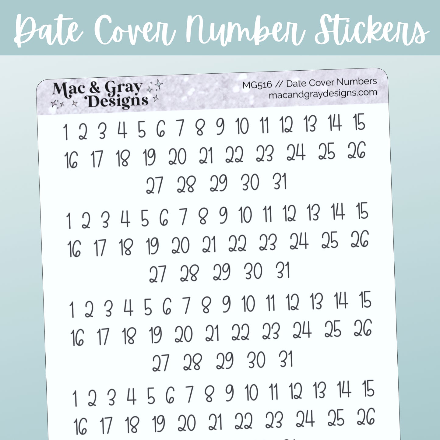 Date Cover Number Stickers