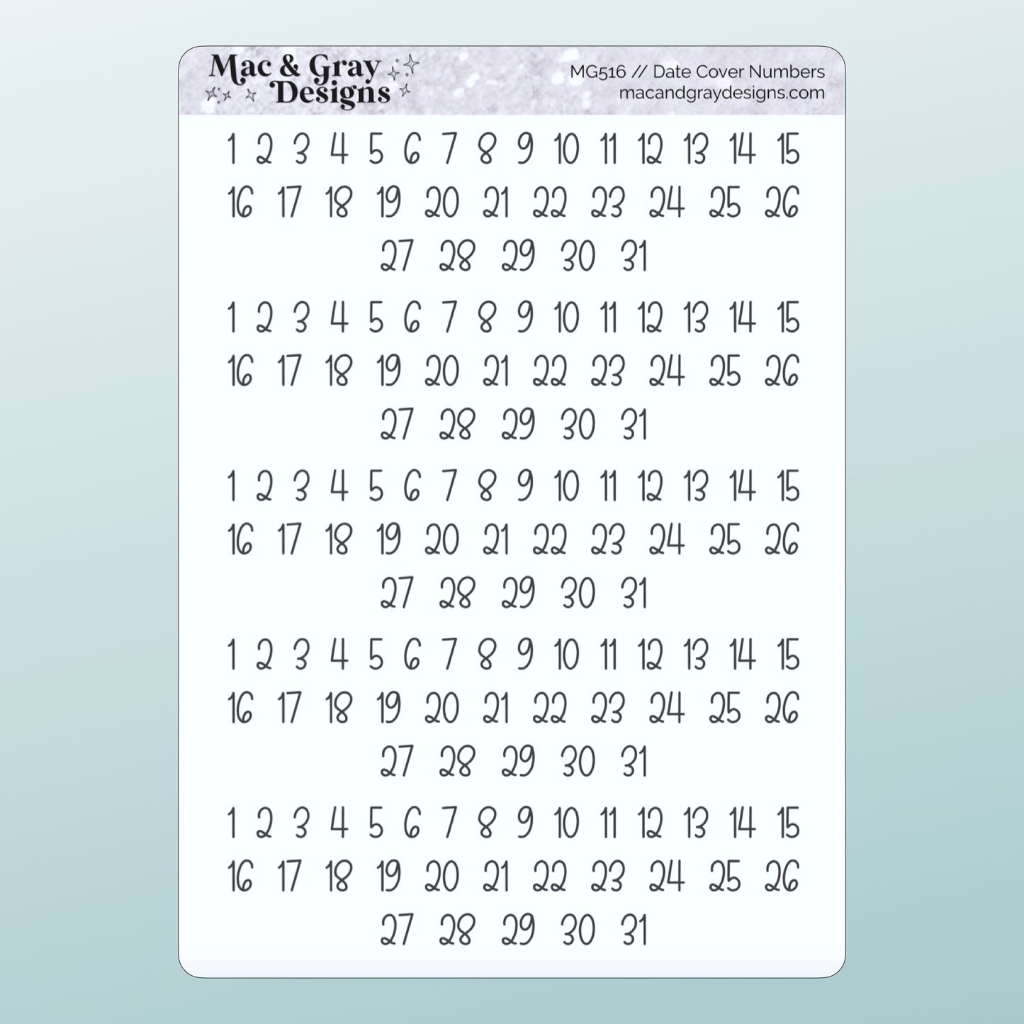 Date Cover Number Stickers