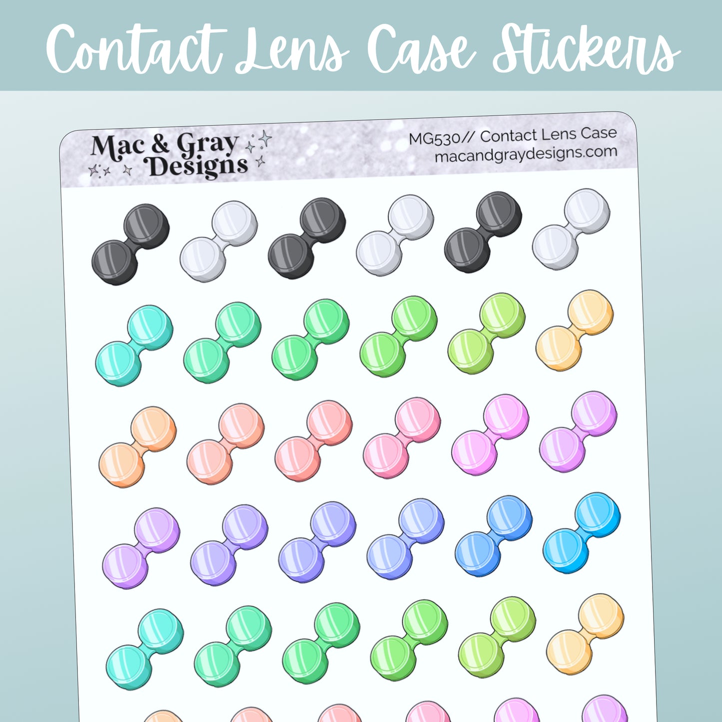 Contact Lens Case // Rainbow Functional Stickers