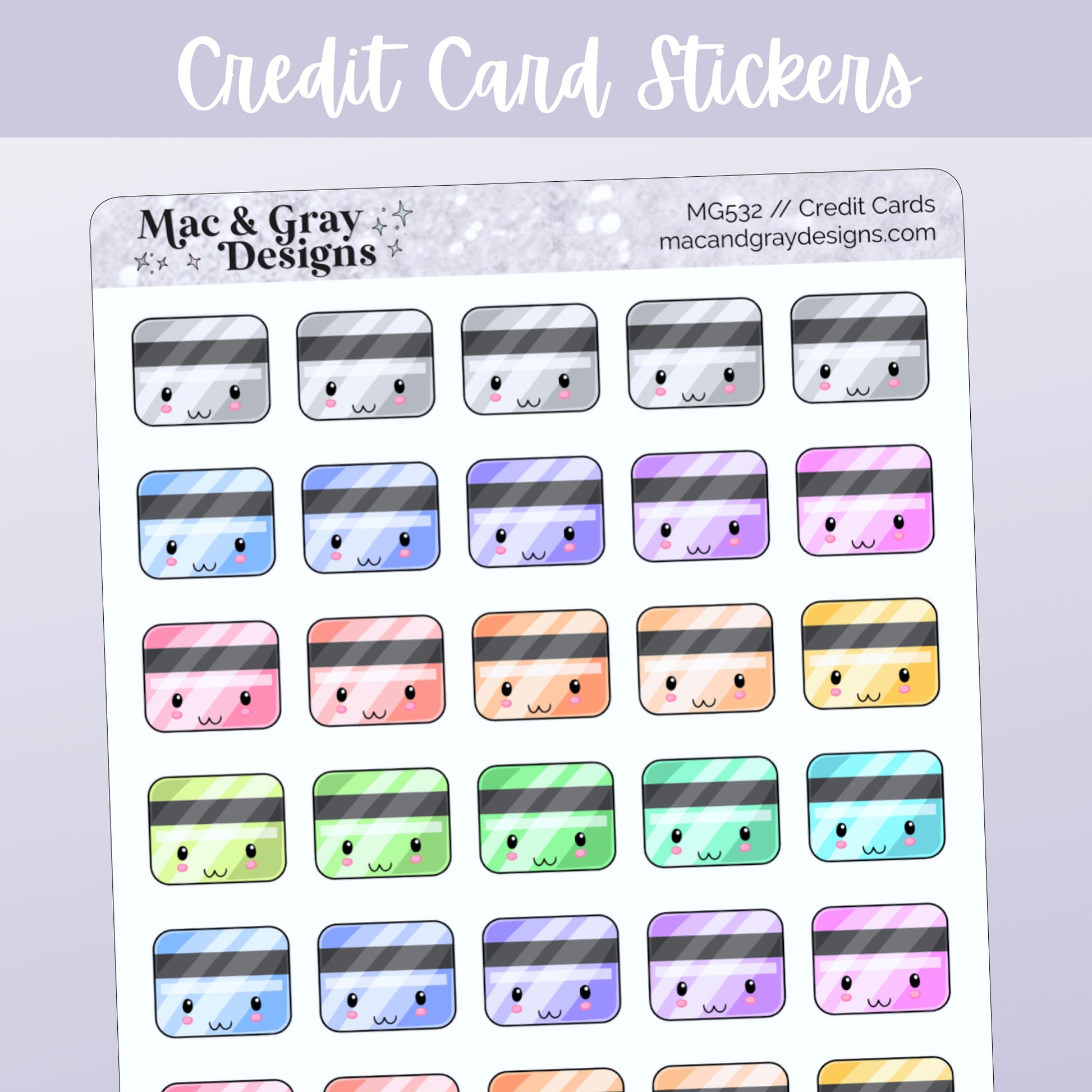 Credit Cards // Rainbow Functional Stickers for Planners & Journals ...