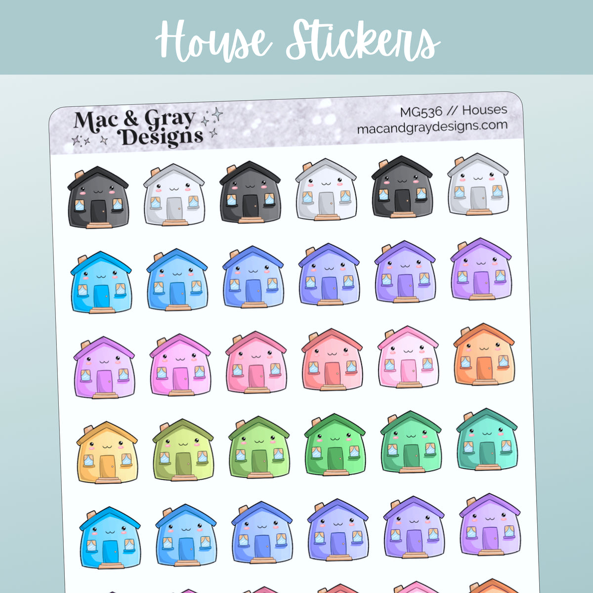 Houses // Rainbow Functional Stickers for Planners & Journals ...