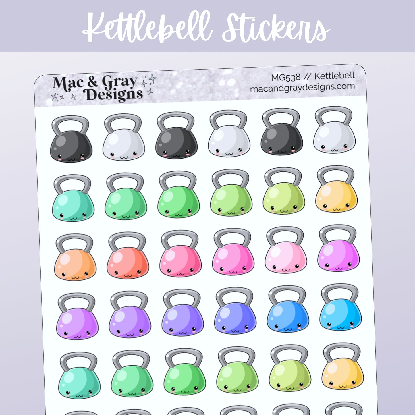 Kettlebell // Rainbow Functional Stickers