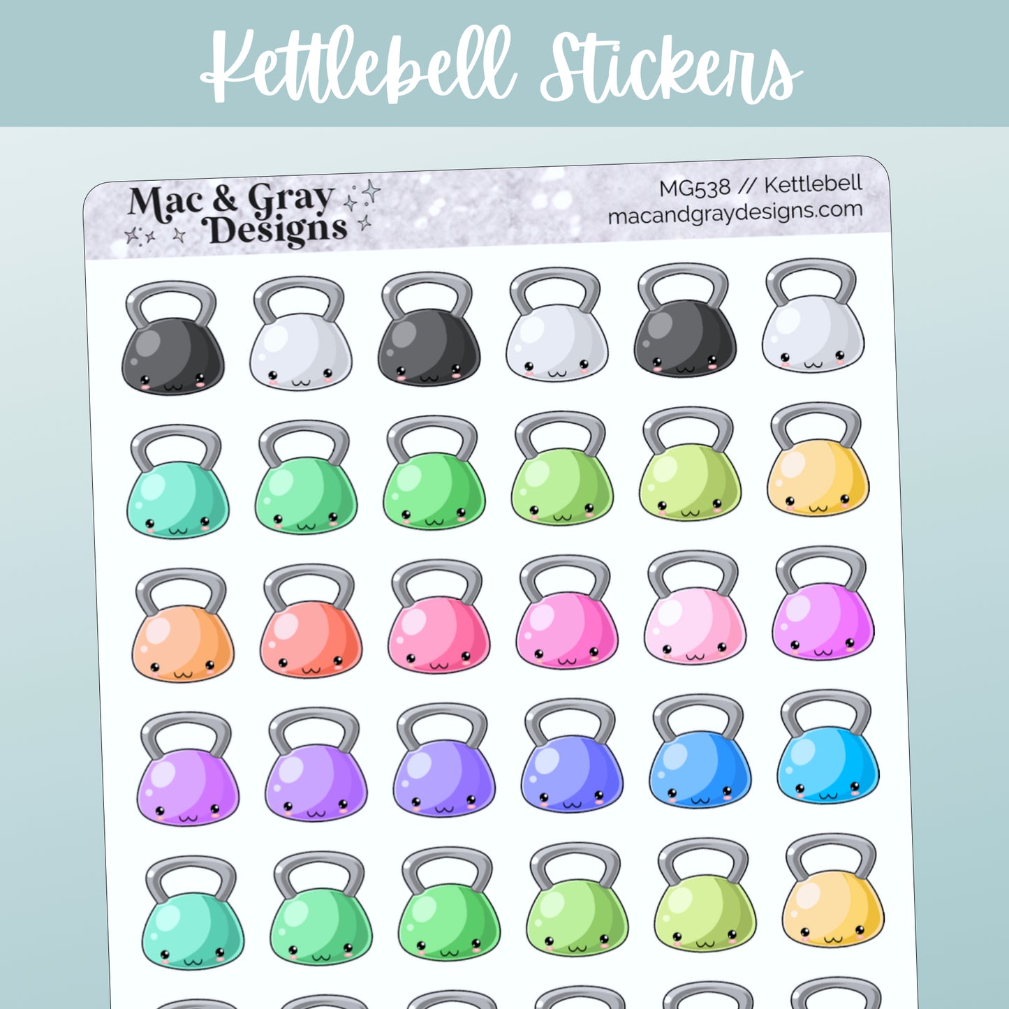 Kettlebell // Rainbow Functional Stickers