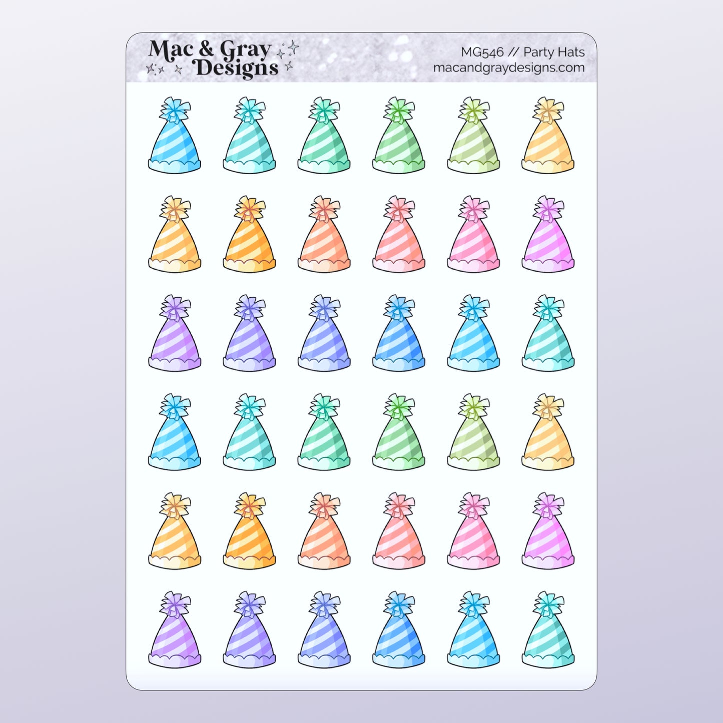 Party Hats // Rainbow Functional Stickers